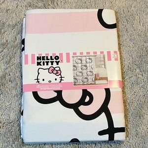 Hello Kitty Pink and White Striped Shower Curtain